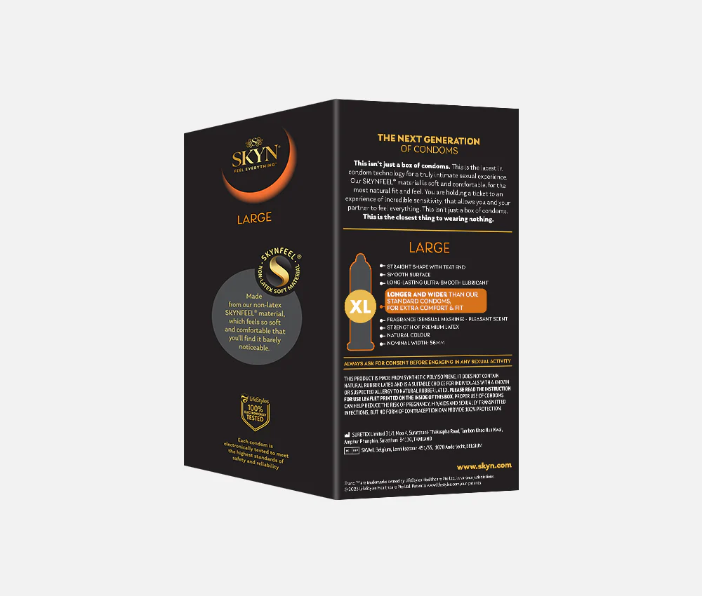 SKYN® Large Non Latex Condoms - 6 x 10 Pack of 60 + Orgasmic Gel for Her - Image 3
