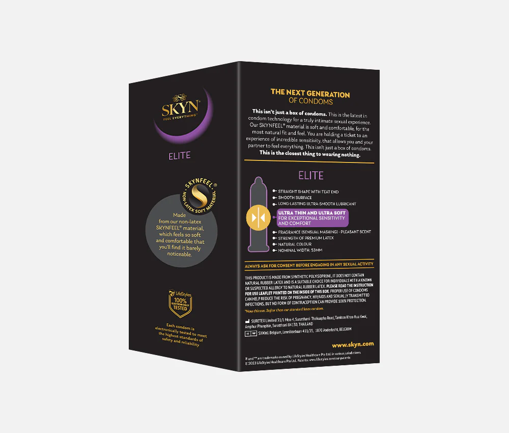 SKYN® ELITE 50 PACK OF NON LATEX CONDOMS WITH FREE 80ML LUBE - Image 3