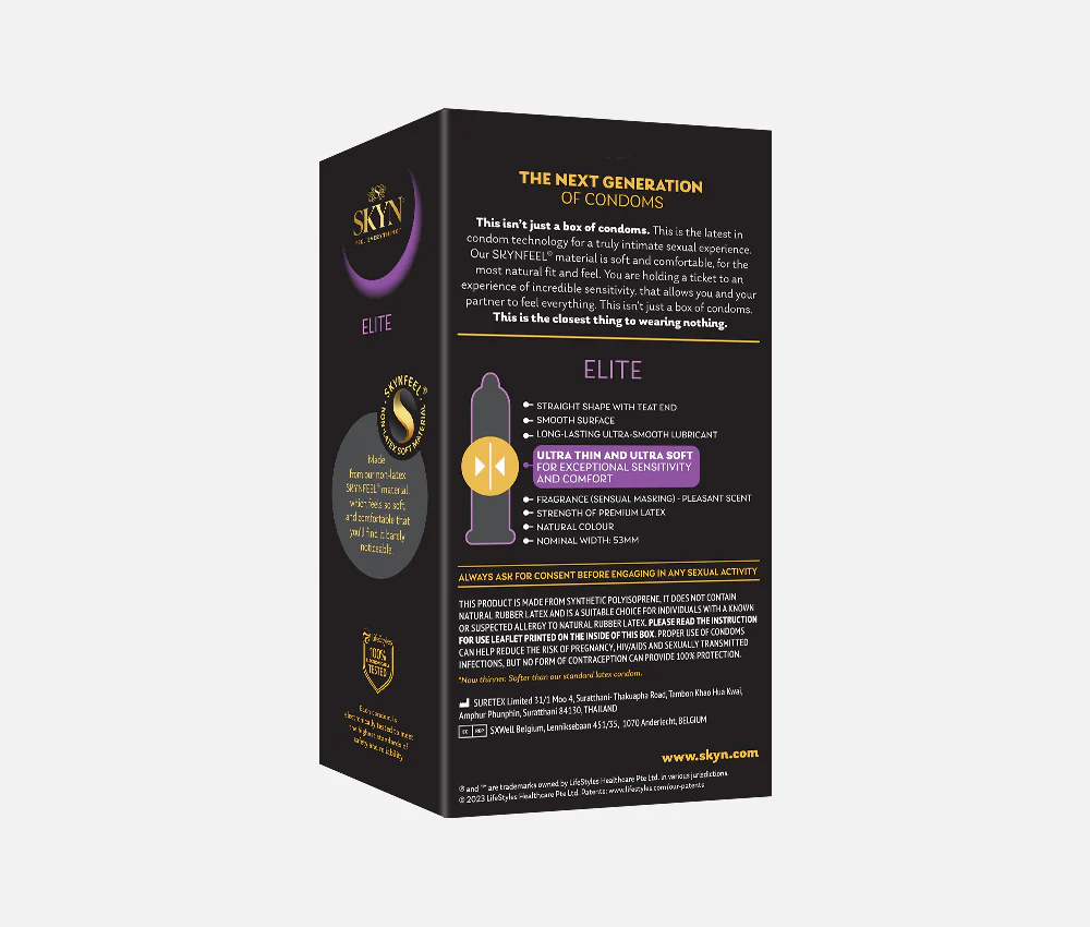 SKYN® Elite Non Latex Condoms - 2 x 10 Pack + Free 5 Pack of 5 Senses Condoms - Image 3