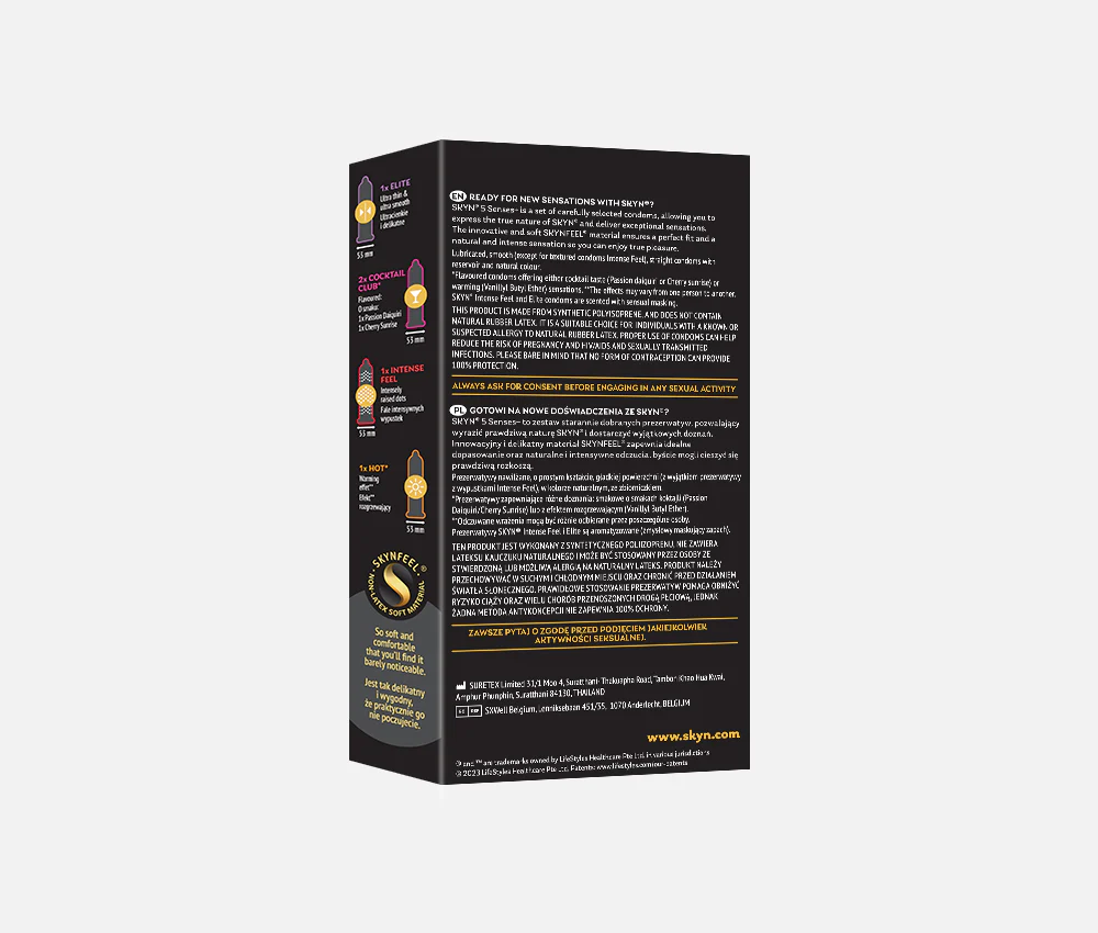 SKYN® Elite Non Latex Condoms - 2 x 10 Pack + Free 5 Pack of 5 Senses Condoms - Image 6